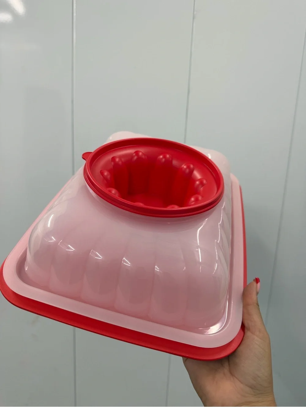Tupperware Rectangular Jel Ring Party Multilayer Dessert and Dip Mold Red NEW
